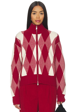 Varley Karina Jacquard Knit Jacket in Red