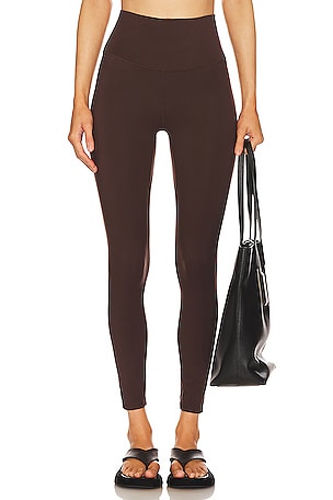 Brown Insulated Eco Leather Leggings with Croc Print