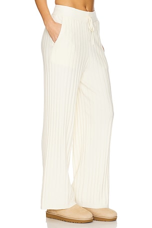 Varley Simeon Wide Rib Knit Trouser in Ivory