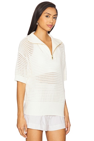 Varley Nali Half Zip Knit Top in White