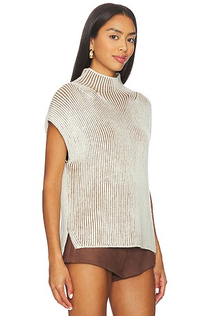 Varley Lauren Plated Knit Tank Top in Cream. Size XS. Also