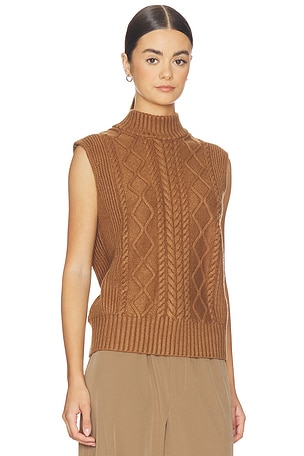Varley Joilette Roll Neck Vest Top in Brown