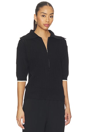 Varley Arney Half Zip Knit Polo Top in Black
