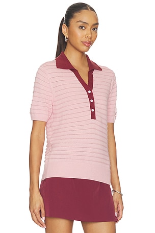 Varley Wren Knit Polo Top in Mauve,Burgundy