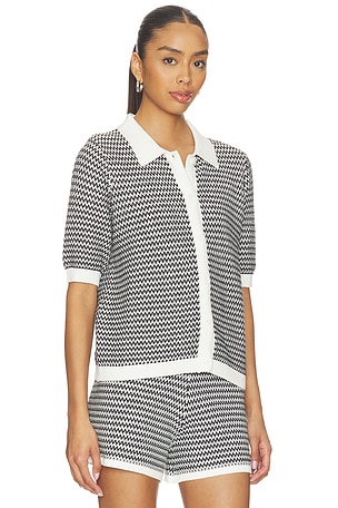 Varley Gaelle Polo Knit Top in Black,White