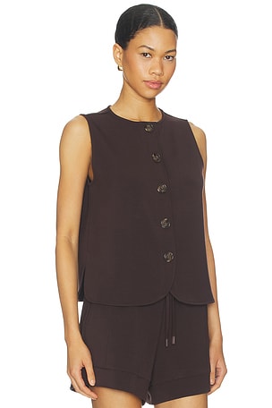 Varley Josie Button Through Tank Top in Brown