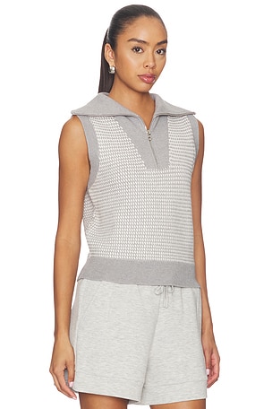 Varley Peterson Half Zip Knit Top in Grey