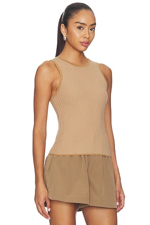 Varley Hanson Rib Knit Tank Top in Tan
