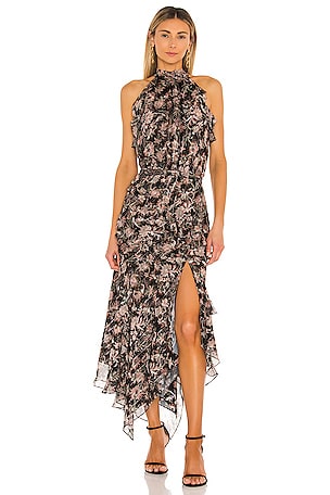 formal maxi romper dress Therone Open Hi-Low Maxi Romper in Persian Red