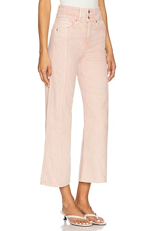 Veronica Beard Taylor Cropped High Rise Wide Leg Jeans in Blush