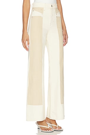 Veronica Beard Taylor Wide Leg Jeans in Cream,Beige