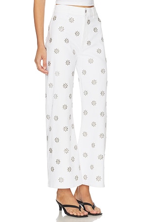 Veronica Beard Grant High Rise Wide Leg Crop in White