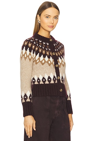 Veronica Beard Christina Fairisle Cardigan in Burgundy. Size XS. Also