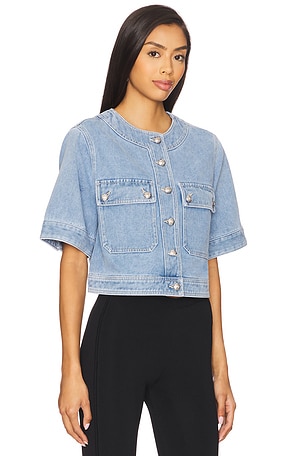 Veronica Beard Elias Short Sleeve Jacket in Blue