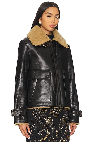 Veronica Beard Danika Shearling Jacket in Black. Size XS. Also