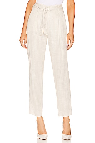 Free People Kate Plaid Straight Leg Pant in Brown & White