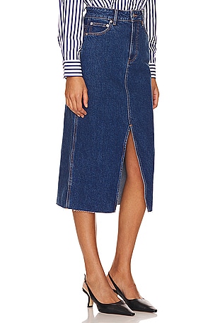 Veronica Beard Victoria Long Midi Skirt in Denim-Dark