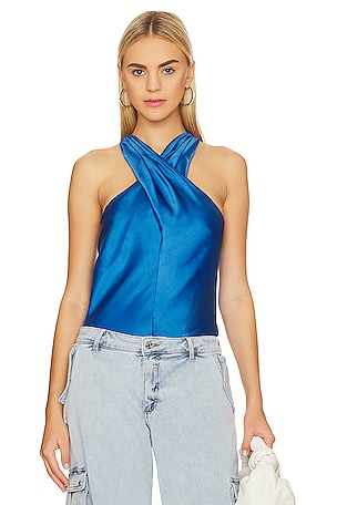 Silk camisole top in electric blue
