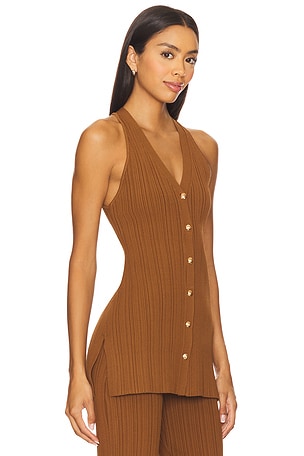 Veronica Beard Dax Knit Vest in Brown