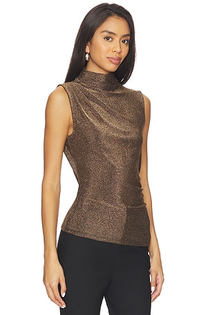 Veronica Beard Mylie Sleeveless Top in Metallic Bronze