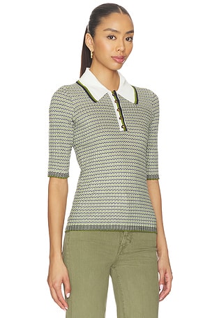 Veronica Beard Soza Polo Top in Green