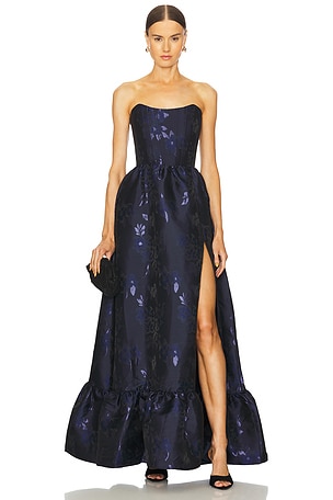 Charlotte Dress in Navy Baroque Floral V. Chapman