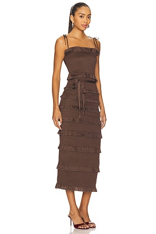 V. Chapman Lily Midi Dress in Chocolate. Size 8. Also