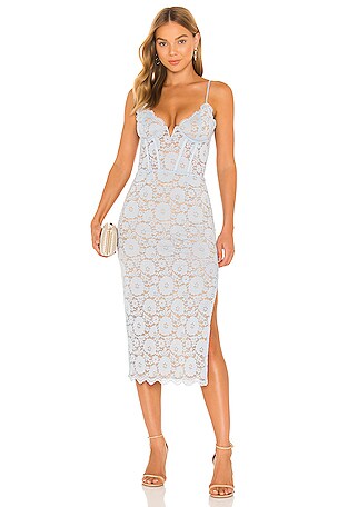 NICHOLAS Wave Lace Sweetheart Dress in White | REVOLVE