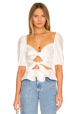 Steve Madden Jane Faux Leather Top in Bone