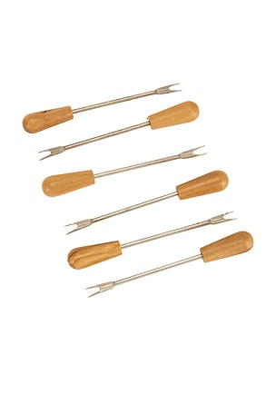 Set Of 6 Olivewood Aperitivo Forks Verve Culture