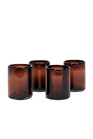 Verve Culture Set Of 4 Tamarind Handblown Glasses in Brown