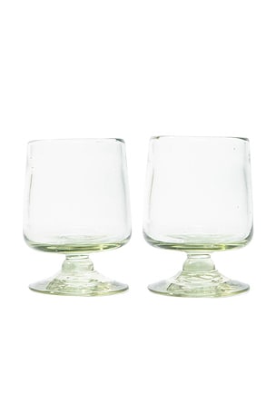 Hand Blown Short Stem Wine Glasses Set Of 2 Verve Culture