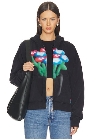 Spray Flower Zip Up Hoodie VANDYTHEPINK