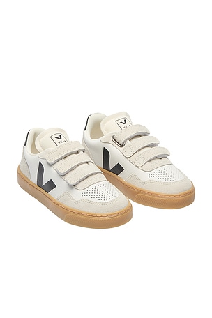 Veja Kids Small V-90 Sneaker in Black & White