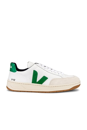 Veja V-12 Sneaker in White Emeraude REVOLVE