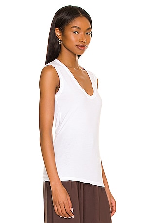 Velvet by Graham & Spencer Estina Gauzy Whisper Scoop Neck Tank in White