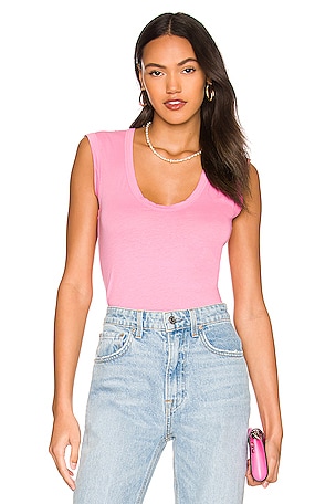 Free People Washed Seamless Bodysuit in Washed Pink