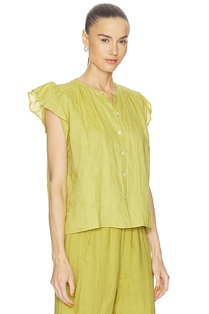 Velvet by Graham & Spencer Janey Woven Linen Top in Yellow