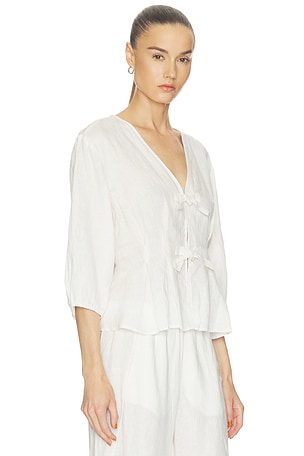 Velvet by Graham & Spencer Martha Woven Linen Top in Ivory