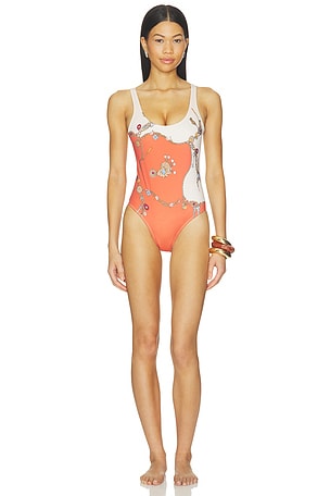 One Piece Swimsuit Stolen Jewels Printed On Responsible Matt Lycra VERSACE