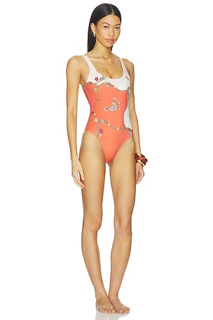 VERSACE One Piece Swimsuit Stolen Jewels Printed On Responsible Matt Lycra in Multi