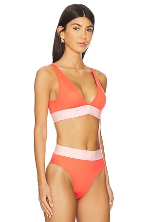 VERSACE New Logo Bikini Top in Coral