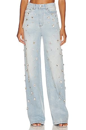 Straight Crystal-Embroidered Pants