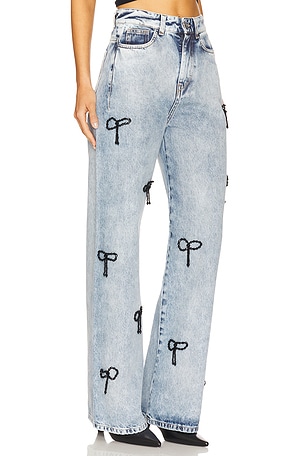 Vivetta Boyfriend Jeans With Bow Embroidery in Blue