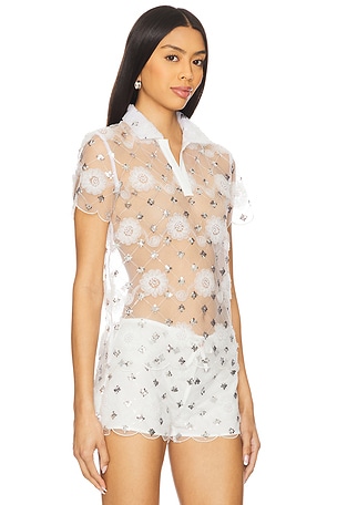 Vivetta Embroidered Polo in White