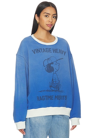 Vintage Heavy x Peanuts Lucy Ragtime Crewneck Sweater in Blue