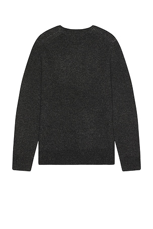 Vince Boiled Cashmere Thermal Crew Sweater in Charcoal