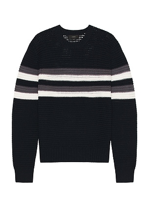 Crochet Chest Stripe Crewneck Sweater Vince