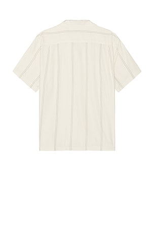 Vince Sunfair Stripe Short Sleeve Shirt in White