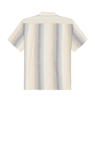 Vince Marina Stripe Short Sleeve Cabana Shirt in Blue